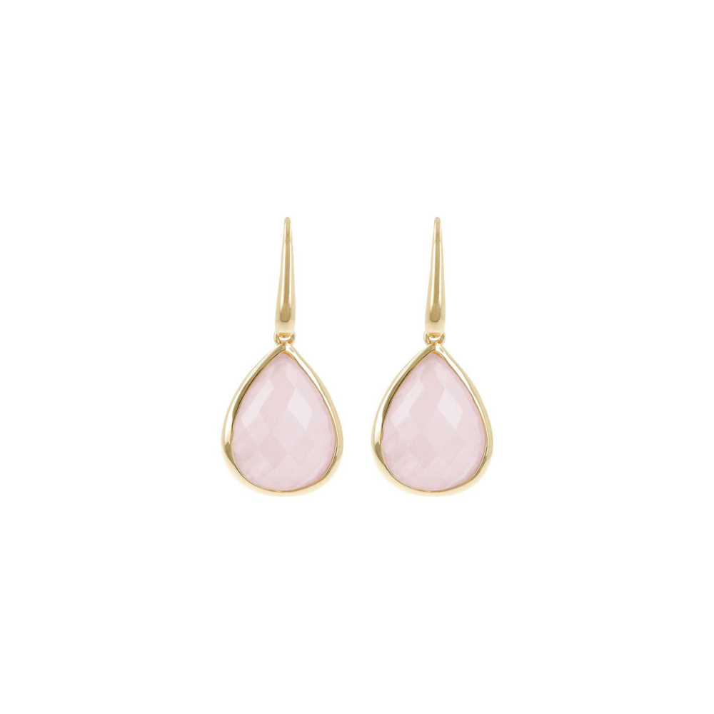 Bronzallure Drop Earrings with Natural Gemstone Yellow Gold