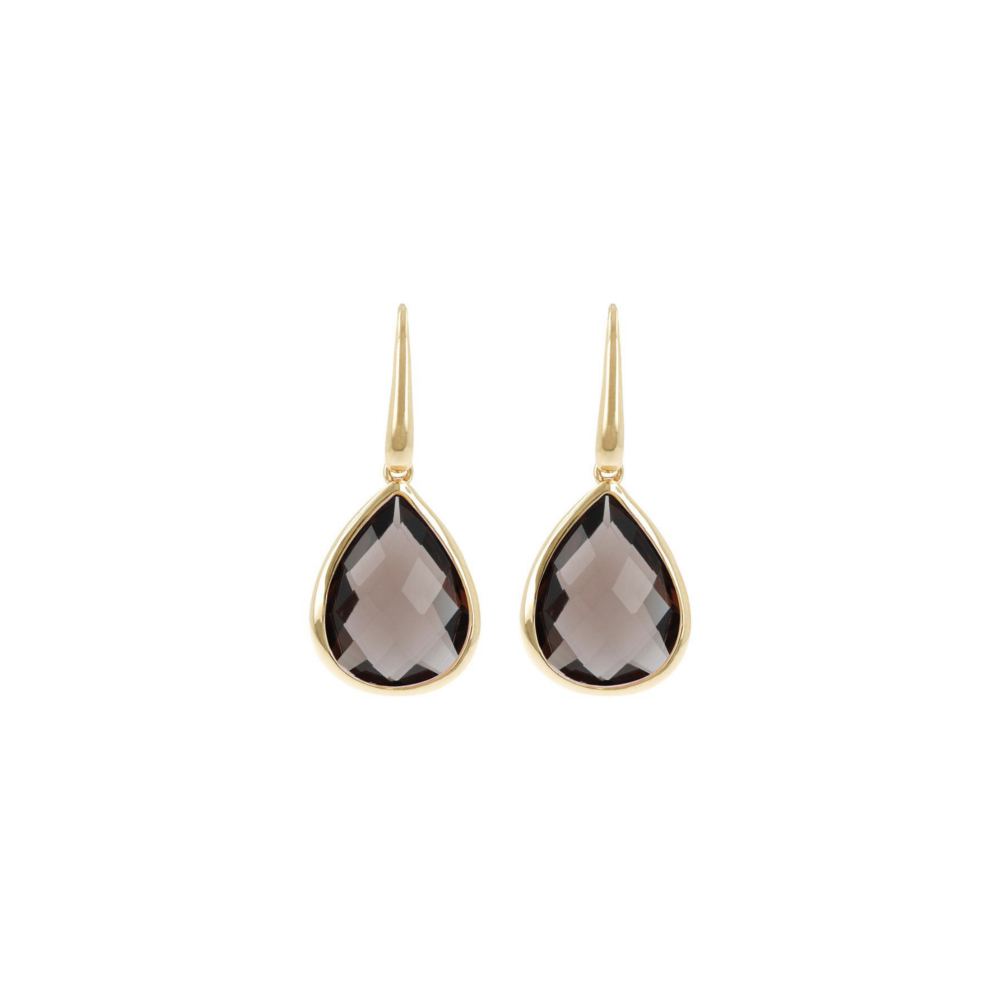 Bronzallure Drop Earrings with Natural Gemstone Yellow Gold